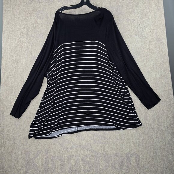 Lane Bryant Womens Knit Top Black/White Striped 30/32 V-Neck Long Sleeve Tunic - Picture 2 of 5